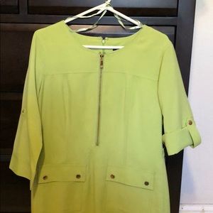 Light green dress. Mid length sleeves